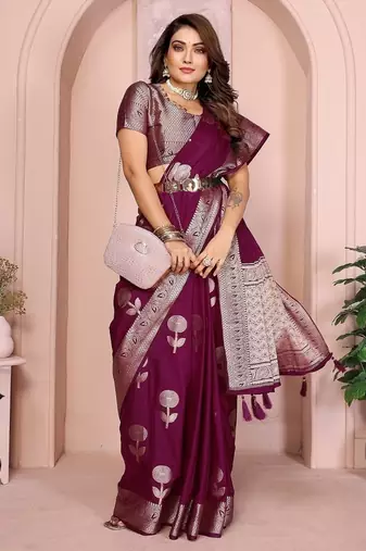 Wine Color Elegent Soft Georgette Saree
