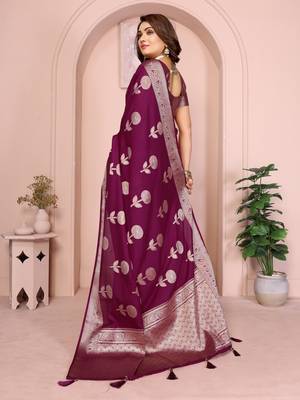 Wine Color Elegent Soft Georgette Saree 4