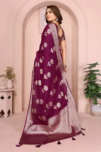 Wine Color Elegent Soft Georgette Saree