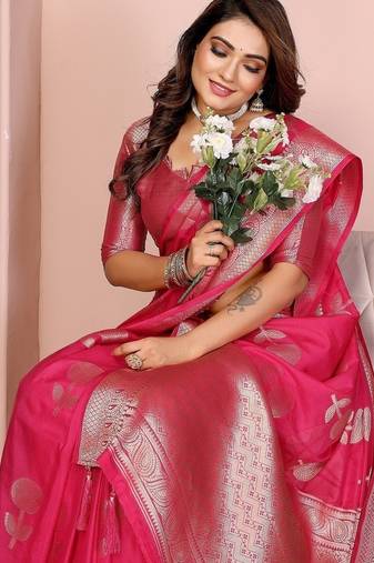 Rani Pink Color Elegent Soft Georgette Saree