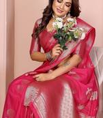 Rani Pink Color Elegent Soft Georgette Saree