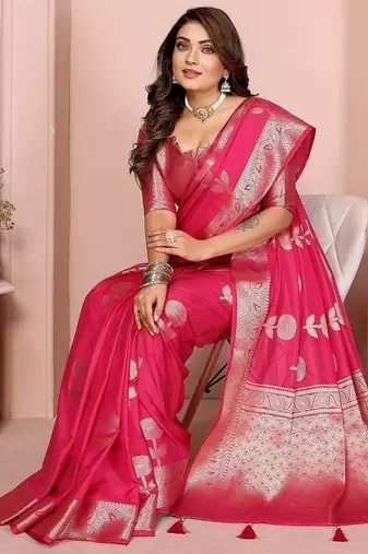 Rani Pink Color Elegent Soft Georgette Saree