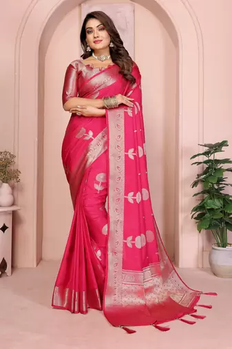 Rani Pink Color Elegent Soft Georgette Saree