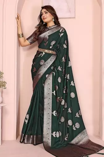 Dark Green Color Elegent Soft Georgette Saree