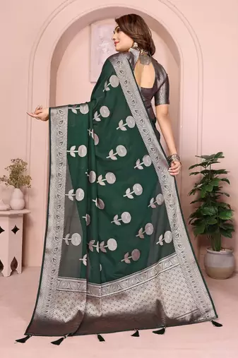 Dark Green Color Elegent Soft Georgette Saree