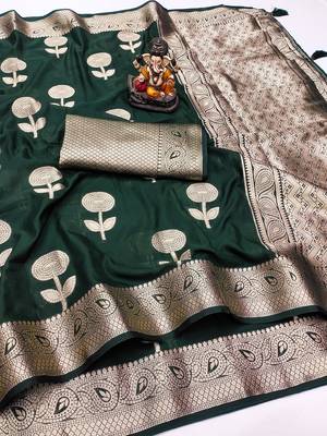 Dark Green Color Elegent Soft Georgette Saree 5