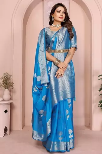 Blue Color Elegent Soft Georgette Saree