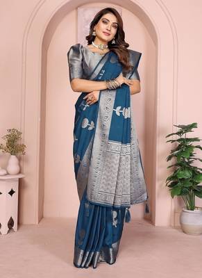 Teal Blue Color Elegent Soft Georgette Saree 3
