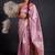 Dusty lavender silk blend woven design golden zari border saree with unstitched blouse piece