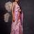 Dusty lavender silk blend woven design golden zari border saree with unstitched blouse piece