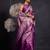 Dusty purple silk blend woven design golden zari border saree with unstitched blouse piece