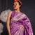 Dusty purple silk blend woven design golden zari border saree with unstitched blouse piece