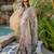 Light lavender cotton silk blend floral print zari woven border saree with unstitched blouse piece