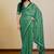 Bottle green chiffon bandhani checks print lace border saree with unstitched blouse piece