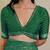 Bottle green chiffon bandhani checks print lace border saree with unstitched blouse piece