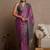Purple chiffon solid abstract printed saree with unstitched blouse piece