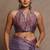 Dusty lavender chiffon solid/abstract printed saree with unstitched blouse piece
