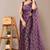 Wine chiffon block printed saree with unstitched blouse piece