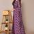 Wine chiffon block printed saree with unstitched blouse piece