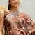 Dusty rust chiffon geometric printed saree with unstitched blouse piece