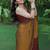Dark mustard chiffon floral printed saree with unstitched blouse piece