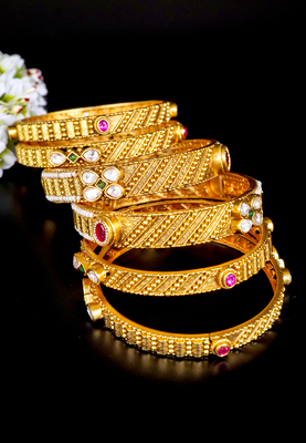 Majestic kundan & pearl antique bangles 3