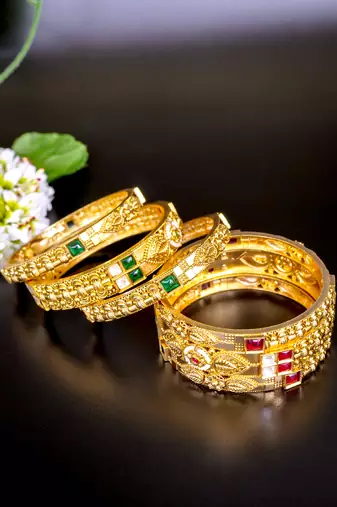 Regal antique gold-plated bangles set