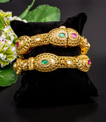Antique gold-plated kada bangles