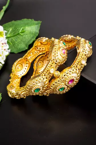 Regal antique gold-plated bangles set