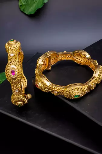Antique gold-plated kada bangles