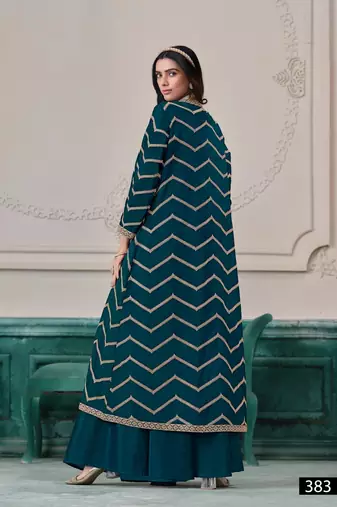 Teal chinon designer free size stitched Palazzo