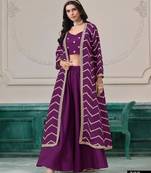Purple chinon designer free size stitched Palazzo