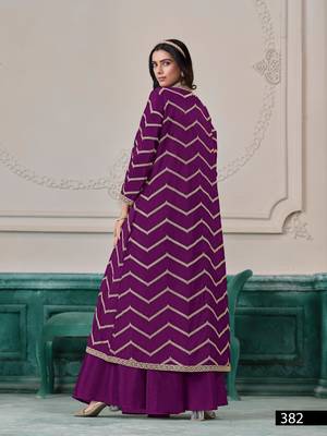 Purple chinon designer free size stitched Palazzo 2