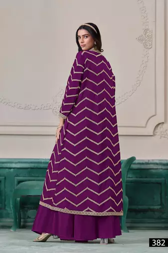 Purple chinon designer free size stitched Palazzo