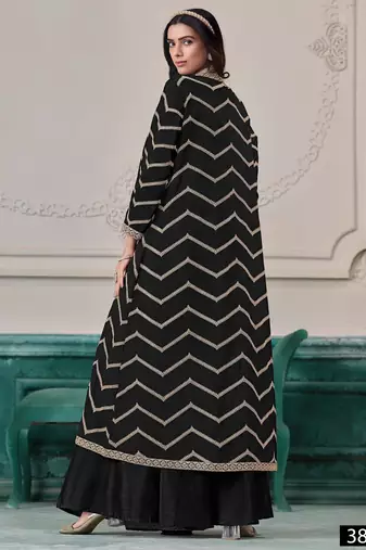 Black chinon designer free size stitched Palazzo