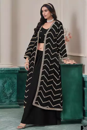 Black chinon designer free size stitched Palazzo