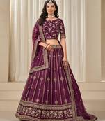 Purple Embriodered Heavy Art Art Silk Designer Lehenga With Blouse