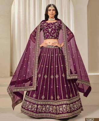 Purple Embriodered Heavy Art Art silk blend Designer Lehenga With Blouse 2
