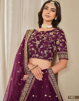 Purple Embriodered Heavy Art Art silk blend Designer Lehenga With Blouse 3