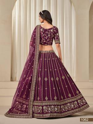 Purple Embriodered Heavy Art Art silk blend Designer Lehenga With Blouse 4