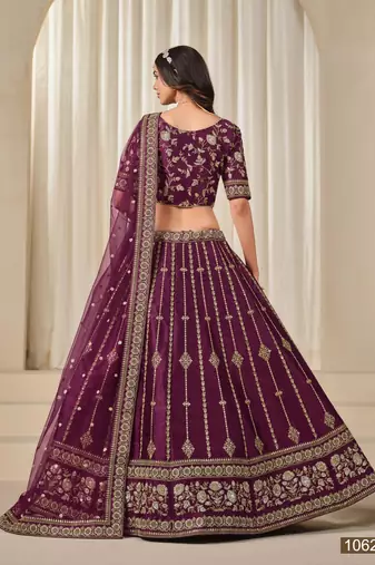 Purple Embriodered Heavy Art Art Silk Designer Lehenga With Blouse