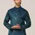 Turquoise cotton silk nehru jacket