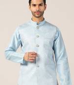 Blue textured nehru jacket