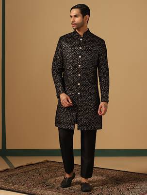 Self-design indowestern sherwani trouser set 1