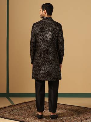 Self-design indowestern sherwani trouser set 3