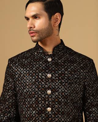 Self-design indowestern sherwani trouser set 4