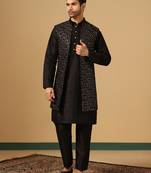 Black Embroidered work Indowestern set