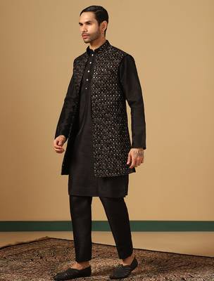 Black Embroidered work Indowestern set 2