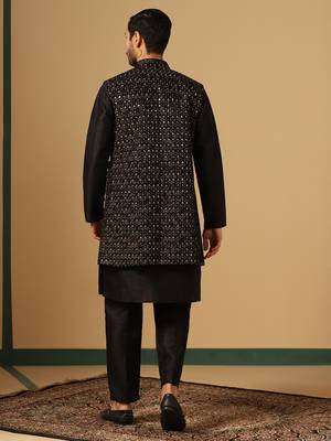 Black Embroidered work Indowestern set 3
