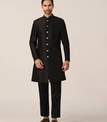 Viscose Black Sherwani Set for Events and Ceremonies
